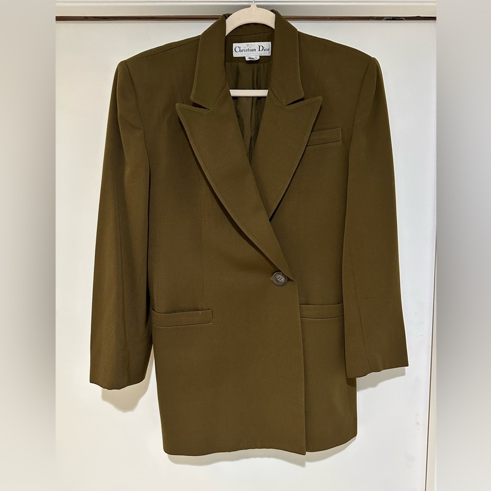 VINTAGE Dior green blazer with structured shoulders